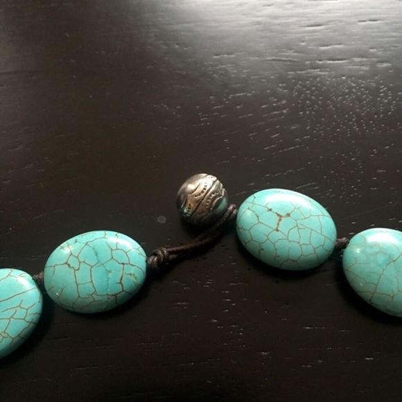 RALPH LAUREN Genuine Turquoise Sterling Silver Leather Necklace NWT - Picture 4 of 17